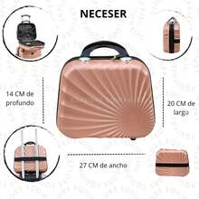 Kit Maleta Para 8 Y 10 Kg + 2 Neceser Sin Documentar Ligera Candado De Configuración Fija Impermeable - Rosa Oxidada - Ver 6