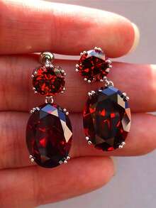 1 Đôi bông tai hình giọt nước đính đá Cubic Zirconia thanh lịch, phù hợp cho nữ, có thể dùng làm quà tặng kỷ niệm ngày cưới, lễ đính hôn hoặc quà tặng ngày Valentine. - 1 # - Xem 15