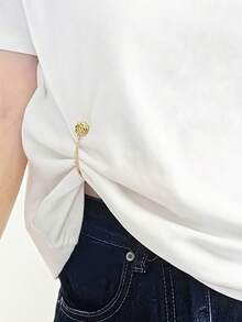 1pc Adjustable Magnetic Camellia Cuff Clips - Durable Alloy, Detachable Hem Clips, Suitable For T-Shirts, Dresses, Pants, Shorten Oversized Sleeves - Nhiều màu - Xem 4