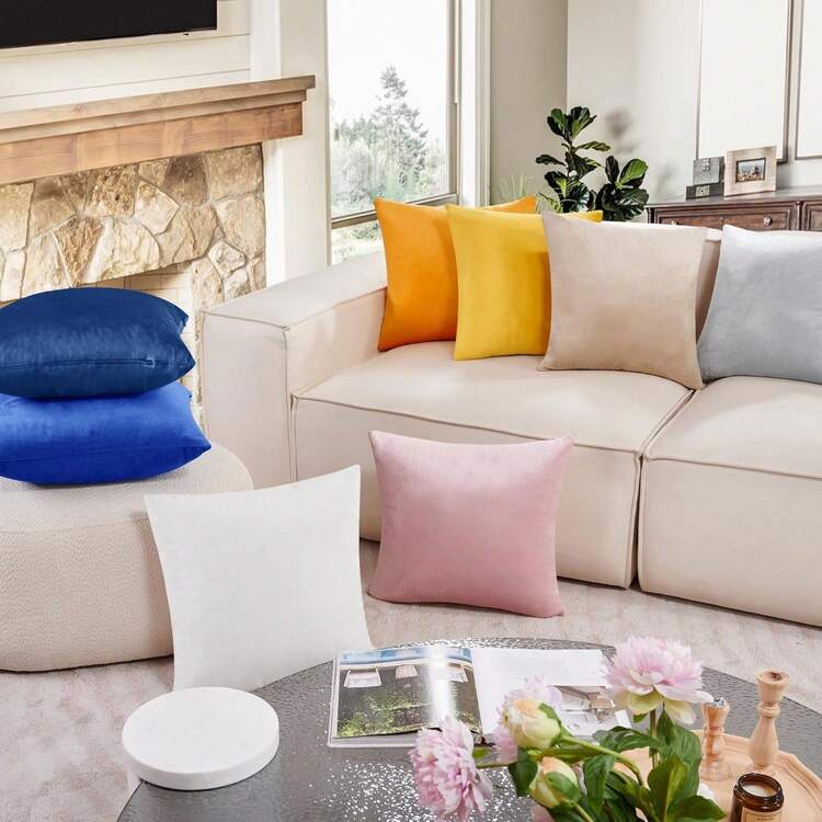 Super Soft Plush Decorative Velvet Throw Pillow Covers For Home Decor, 20x20 In, Couch Sofa Cushion Cases For Living Room Bedroom, Set Of 2, Navy Blue - Navy Blue - View 3