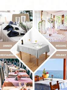 Khăn trải bàn hình chữ nhật bằng vải lanh giả chống nhăn, chống nước bắn, viền khâu cổ điển, kết cấu mềm mại, thích hợp cho nhà hàng, trong nhà, tiệc tùng, trang trại, dã ngoại ngoài trời, cắm trại - Xám - Xem 7