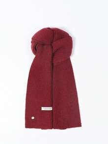 1 pieza Bufanda de punto con botón de concha de alta calidad para mujer, unicolor minimalista de moda, versátil y gruesa para el cuello, adecuada para otoño/invierno, parejas, estudiantes