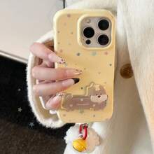 GUCADI 1 件柠檬黄、黄、蓝、紫星星 + 黄蓝星星狗手机支架 + 白球黄铃星星狗手机支架，兼容 17 Pro Max、16、15、13、12，带吊坠的软保护壳 - 檸檬黃 - 查看 4