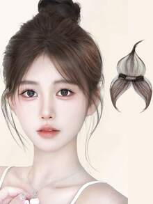 Handmade Invisible Hairline Bangs Hair Topper, Fluffy Natural Elegant Hairstyle Bangs Hair Clip, Covers White Hair, Claw Clips, Hair Accessories, Hair Extension, Hair Piece, Head Accessories - Multicolor - View 16