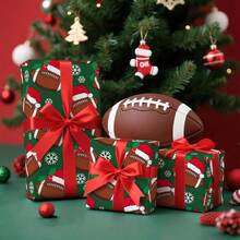 Football Crist Wrapping Pr - Mini Roll - 17 Inc X 16.5 Feet - Snowf And Santa At Football Wrapping Pr  Crist Sport Party Oliday Party Celeation