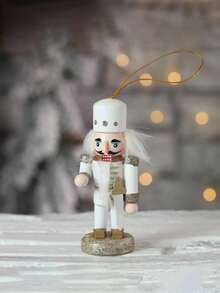 2025新款圣诞节胡桃夹子吊坠4件套，创意士兵木偶装饰，白色胡桃夹子雕像，胡桃夹子士兵树饰，适合节日派对、圣诞礼物、家居圣诞装饰