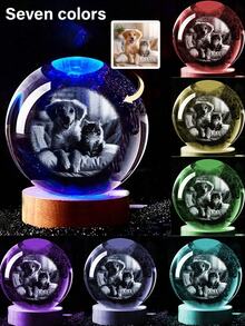 Customized Photo Crystal Ball Night Light, Personalized Crystal Ball With Illuminated Wooden Base, Customizable Photo Crystal Ball LED Base With Colorful Lighting, An Ideal Gift For Women, Men And Couples, Suitable For Valentine's Day, Wedding Anniversary And Other Occasions - Multicolor - View 18