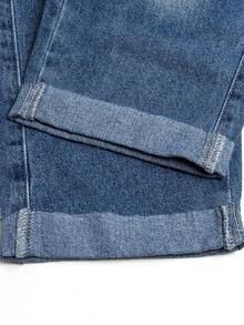 可调节肩带宽腿中性水洗蓝色牛仔背带裤，四季皆宜