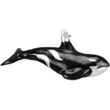 Old World - Adornos navideños de Vidrio soplado para árbol de Navidad con diseño de Animales de mar y Agua, , Gris, 5", 1((Orca Whale)) - Tipo 1 - Ver 2