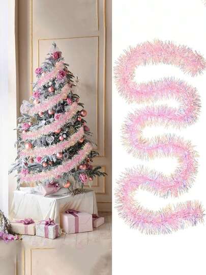 2 件深绿色人造圣诞花环，用于 DIY 圣诞树、壁炉、楼梯栏杆、室内外节日装饰、天花板悬挂装饰，适用于家居装饰、楼梯壁炉、派对、室内外、室内外圣诞树、楼梯壁炉、派对圣诞装饰