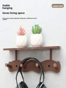 1 pieza Perchero de pared con ganchos - Fácil de instalar, sin necesidad de taladrar, estante de almacenamiento multifuncional para dormitorio, sala de estar, entrada - Estilo casual