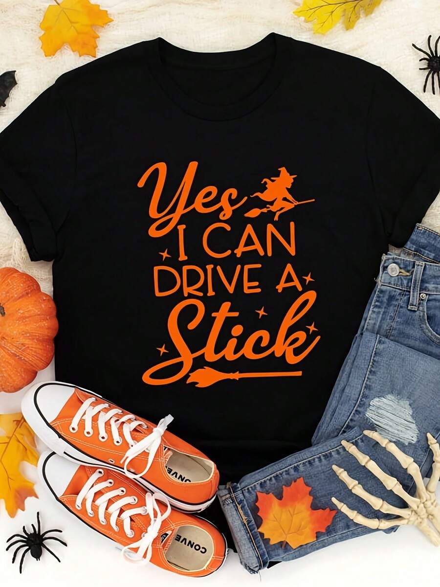 Funny Halloween Shirt, Halloween Shirt For Wo, Halloween Gifts, Halloween Party Shirt, Funny Witch Shirts, Yes I Can Dr A Stick Shirt - 款式26 - 查看 1
