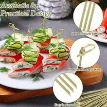 400 قطعة/عبوة من أعواد الخشب الديكورية المنحوتة بتصميم الزهور عالية الجودة، مناسبة للهامبرغر والفواكه والأطباق والحفلات والأعراس والهدايا، بديل صحي ونظيف عن تناول الطعام باليد - لون الخيزران - مشاهدة 7