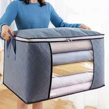 1pcs Large Capacity Quilted Storage Box Zipper - Portable Towel, Bed Sheet, And Clothing Storage Box, Grey Fabric Container With Check Mouth And Handle Multi Layer Design For Easy Access And Storage, Wardrobe Storage (Horizontal And Vertical) - Xám - Xem 1