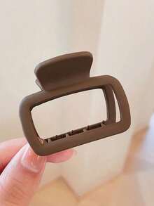 4 件/1 件女士中号黑色、白色、棕色、卡其色方形 5 厘米/1.97 英寸轻质塑料发夹，时尚、百搭、优雅、简约风格，纯色发饰适合日常外出、休闲、派对、通勤、度假、洗脸、化妆、服装搭配夏季发爪发夹发夹发夹发夹接发夹，学校用品，大学秋冬爪夹