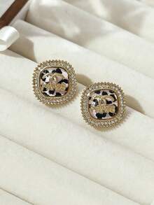 2pcs Fashionable Crystal Letter Earrings, Suitable For Women's Jewelry Matching, Luxury Elegant Personalized Earrings, New Arrival 2025