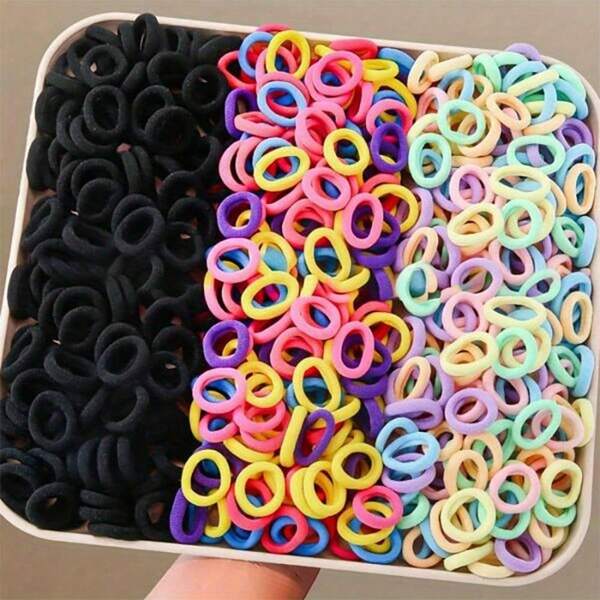 Set Of 300 Colorful Basic Hair Ties And Scrunchies For, Including Ponytail Holders And Rubber Bands That Are Gentle On Hair, Perfect For Everyday Use.