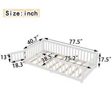 TWIN /FULL /QUEEN SIZE TODDLER BED, CRIB, GIRLS BED, RUBBER WOOD CHILDREN'S FLOOR BED WITH GUARDRAILS, BABY FURNITURE, MONTESSORI FLOOR BED, SUITABLE FOR GIRLS AND BOYS - 白色 - 查看 6