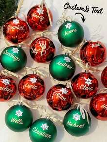个性化圣诞装饰品，圣诞装饰摆件，定制名字圣诞装饰品，圣诞饰品，个性化圣诞装饰，家庭名字圣诞装饰品，秘密圣诞老人个性化圣诞装饰品/定制名字圣诞树装饰/送给家人和朋友的个性化装饰礼物 - 綠色 - 查看 4