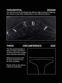 chindooriya Women's Over The Knee Socks - Sexy Thigh High Stockings With Elegant Lace & Vertical Line Design, Sheer Long Leg Hosiery, Cozy - Black - View 7