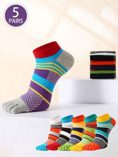 5 Pairs (Random Colors) Breathable Toe Socks, Odor-Resistant Ankle Socks, Unisex Fashion Sports Five Finger Socks, Suitable For Spring And Autumn