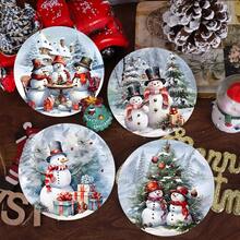 4 piezas/8 piezas Posavasos con tema navideño, almohadillas absorbentes con estampado navideño, tapetes para café, posavasos para cocina, mesa, habitación, decoración de bar, regalos navideños