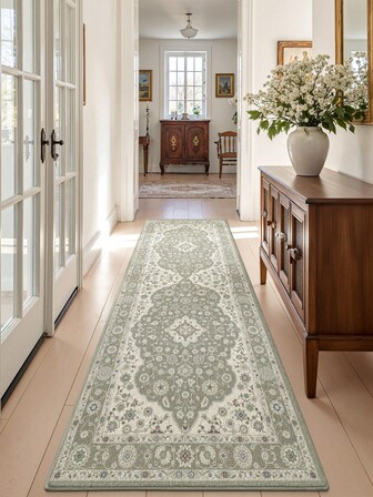 1pc Washable Vintage Bohemian Style Wool Blend Rug, Foldable Soft Carpet For Hallway, Living Room, Kitchen, Bedroom, Study, Bedside, Home Decor, Entryway, Holiday Room Decoration, Laundry Room