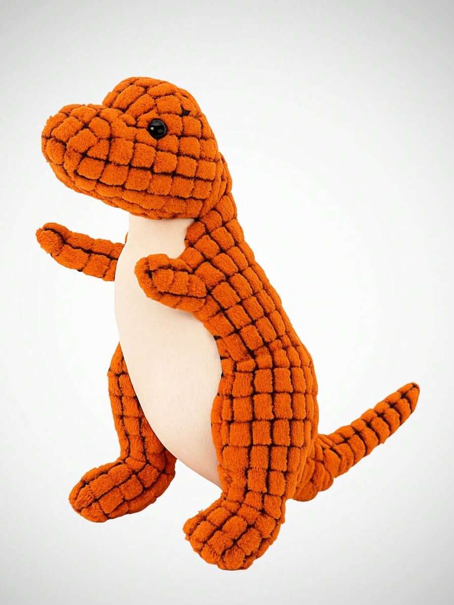 Plush Dinosaur Pet Toy For Dogs, Chew Toy With Squeaker. - 橘色 - 查看 1