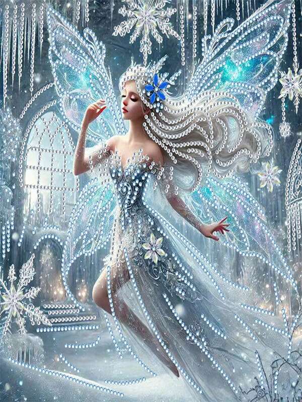 1 Stück Eiskönigin Thema Diamant Malerei Set, 5D DIY asymmetrische Form Kristall Diamant Teilbohrung Diamant Malerei Handwerk, Leinwand Wandkunst Dekoration, für Heim Dekoration und Überraschungsgeschenk, ohne Rahmen