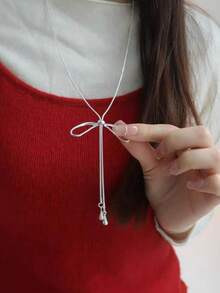 قلادة طويلة قابلة للتعديل بتصميم عقدة بسيطة للنساء، سلسلة كنزة صوفية عصرية متعددة الاستخدامات بطراز INS فريد