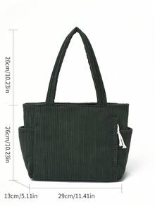 Geantă de damă din catifea reiată, capacitate mare, cu buzunare duble, un umăr