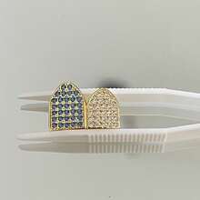 1pc Shiny Metal Zirconia Teeth Grillz, Hip Hop Personalized Party Decoration, Unisex