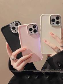 Silicone Phone Case Apple 3pcs/Set Brand Metal Framed, Electroplated Button, Solid Color TPU Phone Case Cover Compatible With Iphone 16 15 14 13 12 11 Pro Max Waterproof Shockproof Anti-Fall Scratch Resistant - Multicolor - View 19