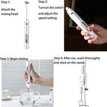 Nuevo espumador de café eléctrico J-17, espumador de leche eléctrico, batidor de leche, 3 cabezales, 3 velocidades, con soporte, recargable por USB, espumador de leche, batidor de huevos, espumador de café, ABS+acero inoxidable 304
