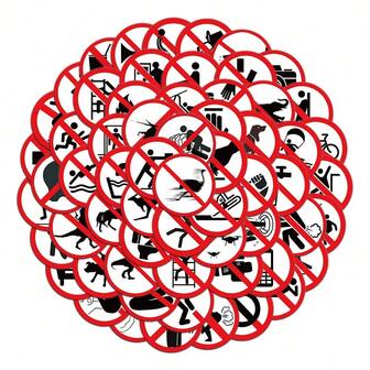 32 Pieces Of Funny Prohibition Sign Stickers, Warning Sign Labels, Decorative Labels For Luggage Boxes, Notebooks, Waterproof Sealing Stickers