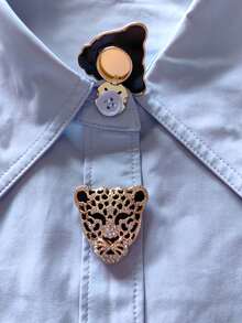 2 件衬衫纽扣套豹纹袖扣套花朵袖扣夹纽扣适用于礼服婚礼礼服装饰纽扣服装配饰礼品