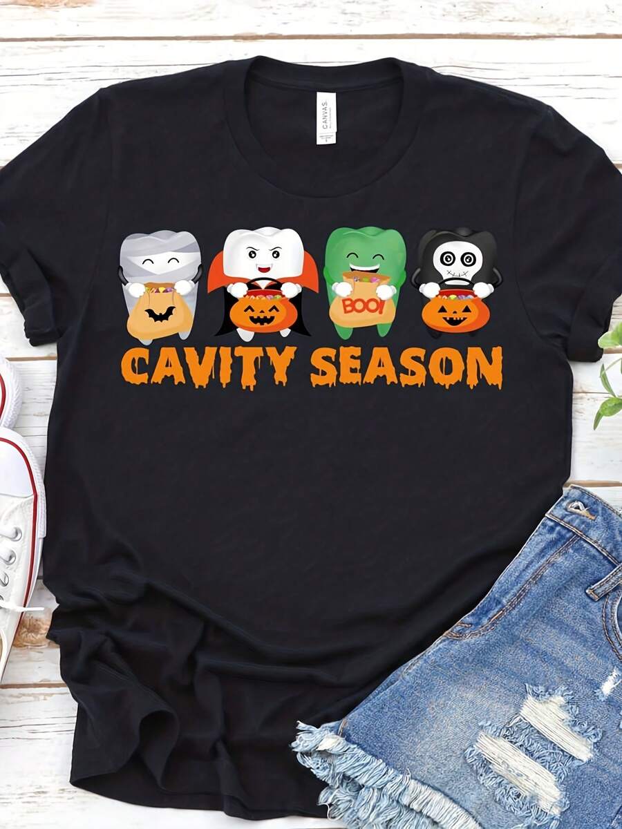 Ty Season-Funny Dental Halloween Shirt, Teeth Dentist Halloween Shirt, Dental Assistants Halloween Tee, Dental Hygienist Shirt, Dentist Gift - 款式21 - 查看 1