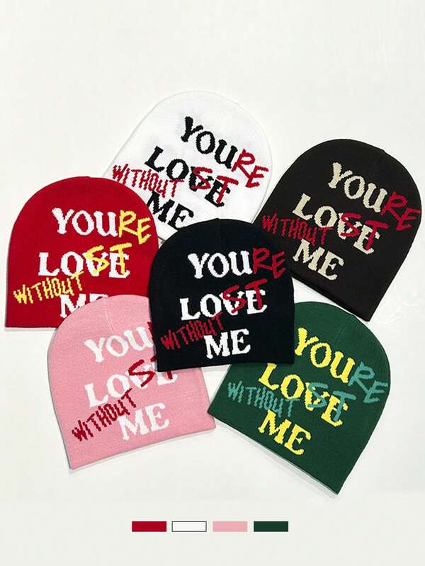 1 pieza Gorro de punto bordado, Gorra de punto casual para exteriores, Accesorio de moda unisex para mantener la cabeza caliente en otoño/invierno