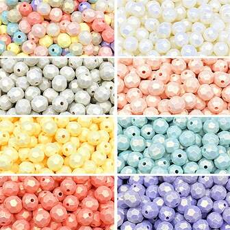 50 件哑光彩色亚克力多面珠子，用于制作手机链、DIY 时尚手链、项链、装饰配件