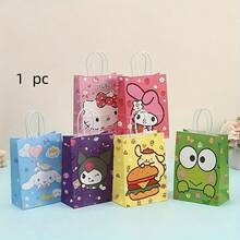 12pcs Sanrio Gift Bags, Cute Printed Paper Party Favor Bags, Hello Kitty & Friends Design, Suitable For Birthday Decor And Storage, Fit For Holiday Party Gifts, Birthday Gifts And Festival Gifts Party Surprise Cartoon Gifts, Birthday Gift Surprise Party