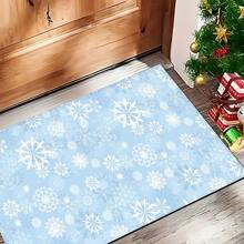 1pc Christmas Snowflake Pattern Floor Mat, Kitchen Floor Protective Pad, Comfortable Standing Mat, Living Room Bedroom Bathroom Laundry Office Area Rug, Home Decor Indoor