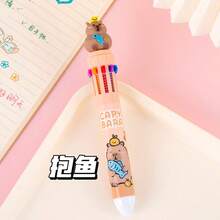 Capy-Bara- Cartoon 10-Colored Round Tip Pens For Creative Note-Taking, Pressurized Design, Multifunctional For Elementary Students - Random Colors and Styles - View 7