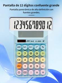 Calculadora De Escritorio Solar Portatil Material Escolar, con pantalla LCD grande, Calculadora con pantalla LCD grande de 12 dígitos,doble alimentación solar y batería, calculadora con botones grandes empotrados para oficina, hogar y escuela. - JS-2809 - Ver 7