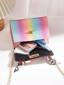 1 pieza Bolso cruzado mini de unicolor para niñas, bolso con decoración de bufanda, adecuado para uso diario, opción de regalo ideal - Multicolor - Ver 6