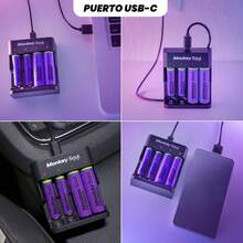 Monkey Soul Cargador de Batería Recargable AA y AAA, con Entrada USB-C, Indicadores Led, Pack 4 AA y 4 AAA Pila Recargable Alta Calidad - Tipo de Enchufe A Japonés (100V) - Ver 9