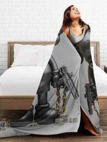 1pc Kawss Kawaii Kaw Gifts Blankets Ultra Soft Flannel Throw Blankets For Living Room Decor Bedroom Couch Sofa Chair Office Car - 黑色 - 查看 3