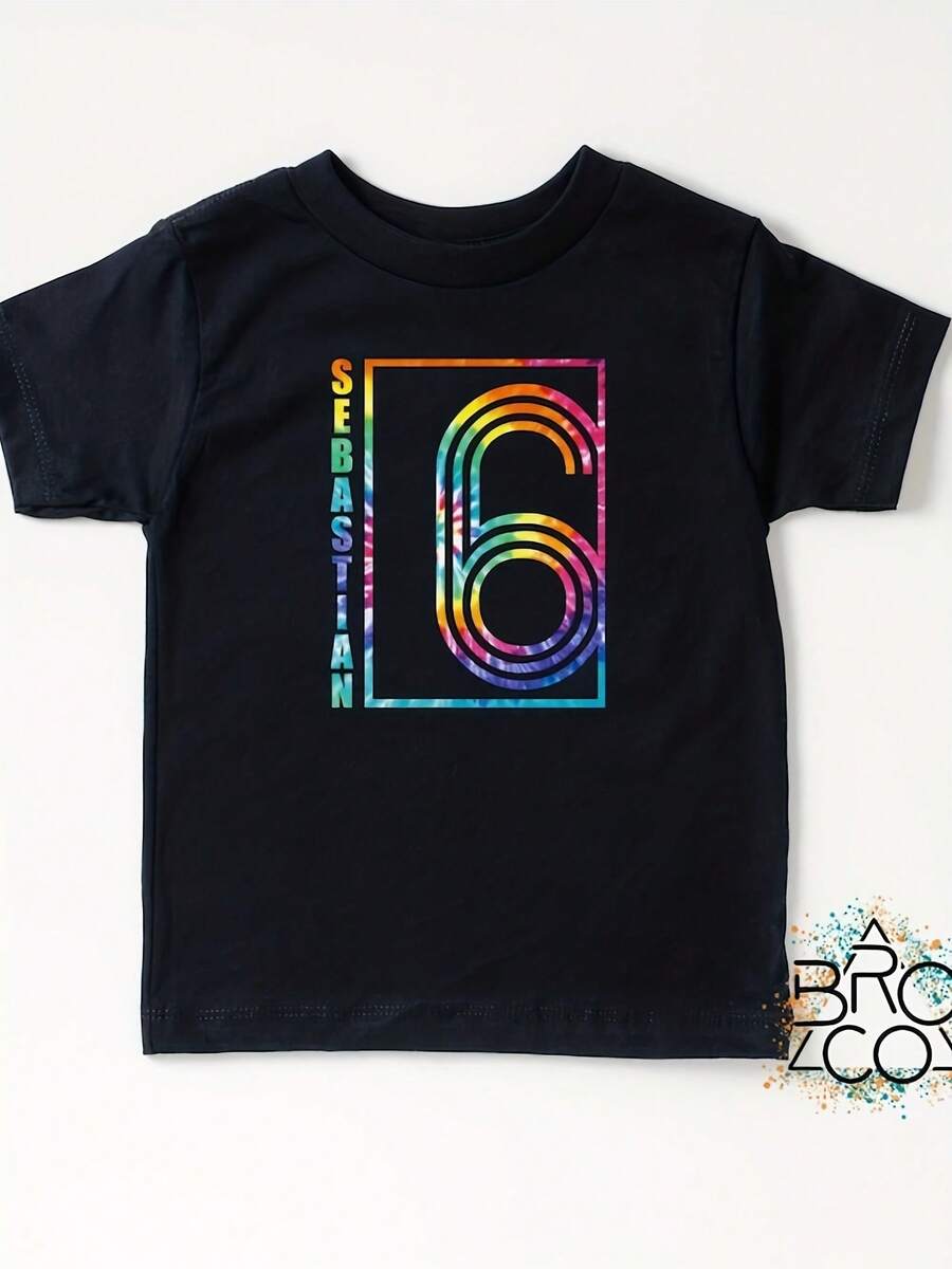 6th Birthday Shirt Tie Dye Birthday Shirt Custom Birthday Shirt Boys 6th Birthday 6th Birthday Party Personalized Shirt - 款式7 - 查看 1