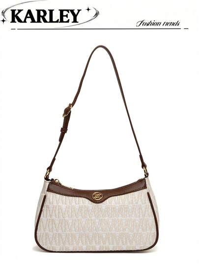 Fashionable Women Handbag, Versatile Retro Contrast Color Crescent Bag Embroidered Baguette Bag, YK2 Style Bag Women Handbag Shoulder/Underarm Bag