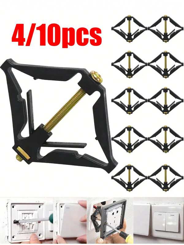 10pcs 86 Type Cassette Repairer Dark Box Repair Screw Plug Switch Old Socket Boxes Replacement Fixed Wall Repair Box Support Rod Tools