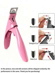 可调节粉色指甲钳，带 15 个磁铁，指甲修剪器，U 型不锈钢指甲钳，适用于人造指甲尖，锋利刀片指甲钳工具